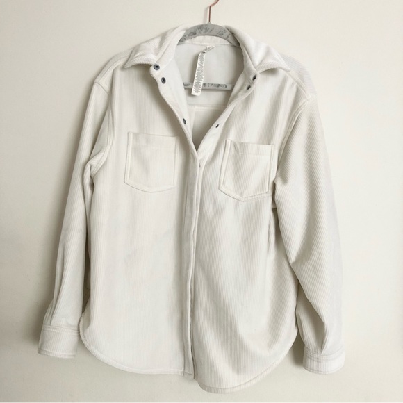 Alo Yoga Ribbed Velour Mountain Side Shacket Ivory S - Picture 6 of 13